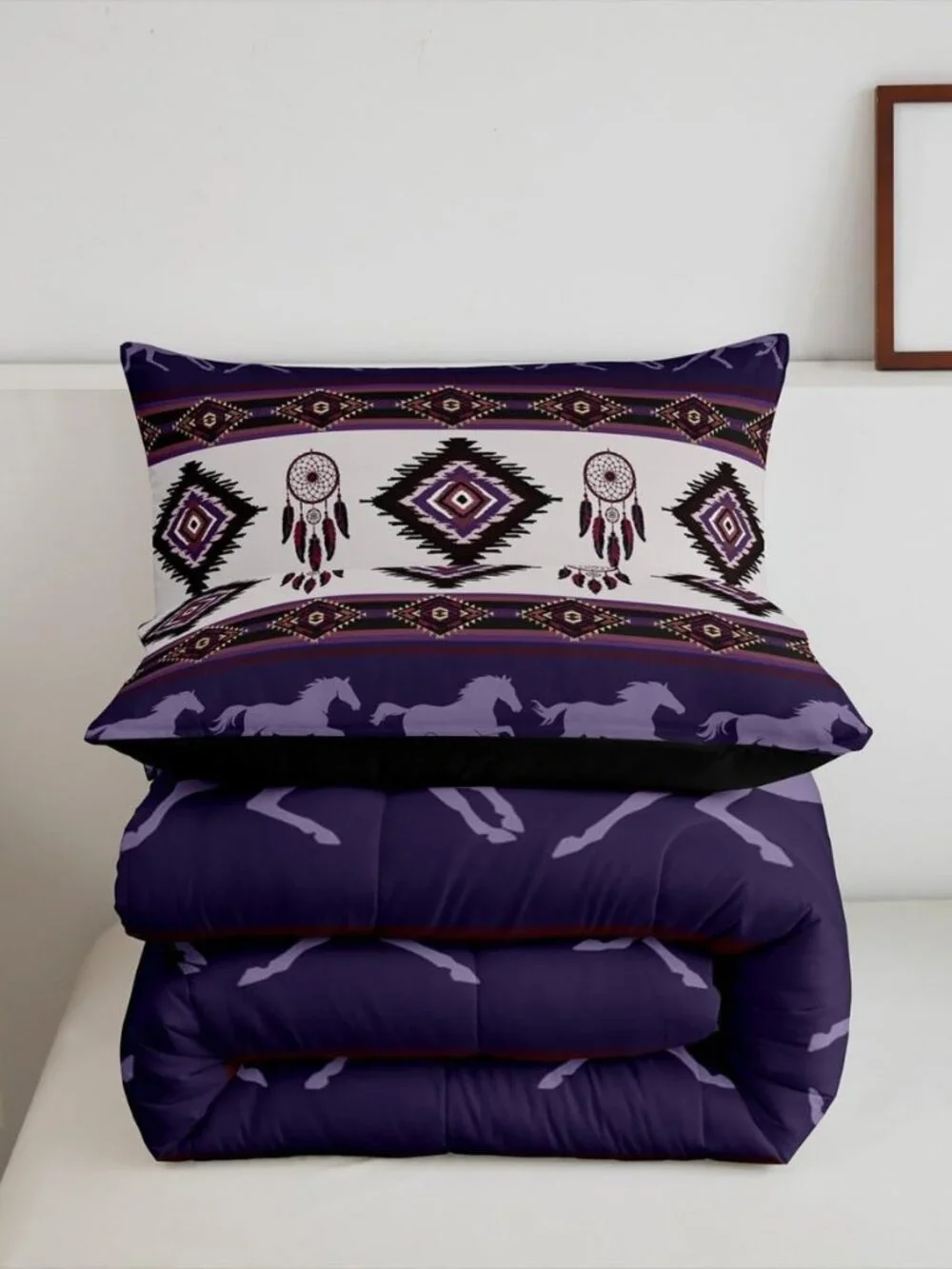 Boho Aztec Kids Comforter Set Queen Size,Southwest Native Tribal Exotic Reversib